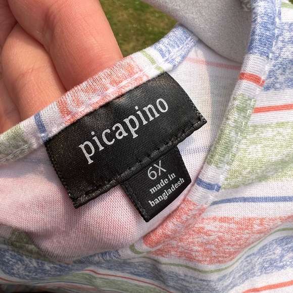 Picapino Striped Knit Short Sleeve Dress w/Back Peep-a-Boo Cut-Out size 6X - Picture 3 of 4